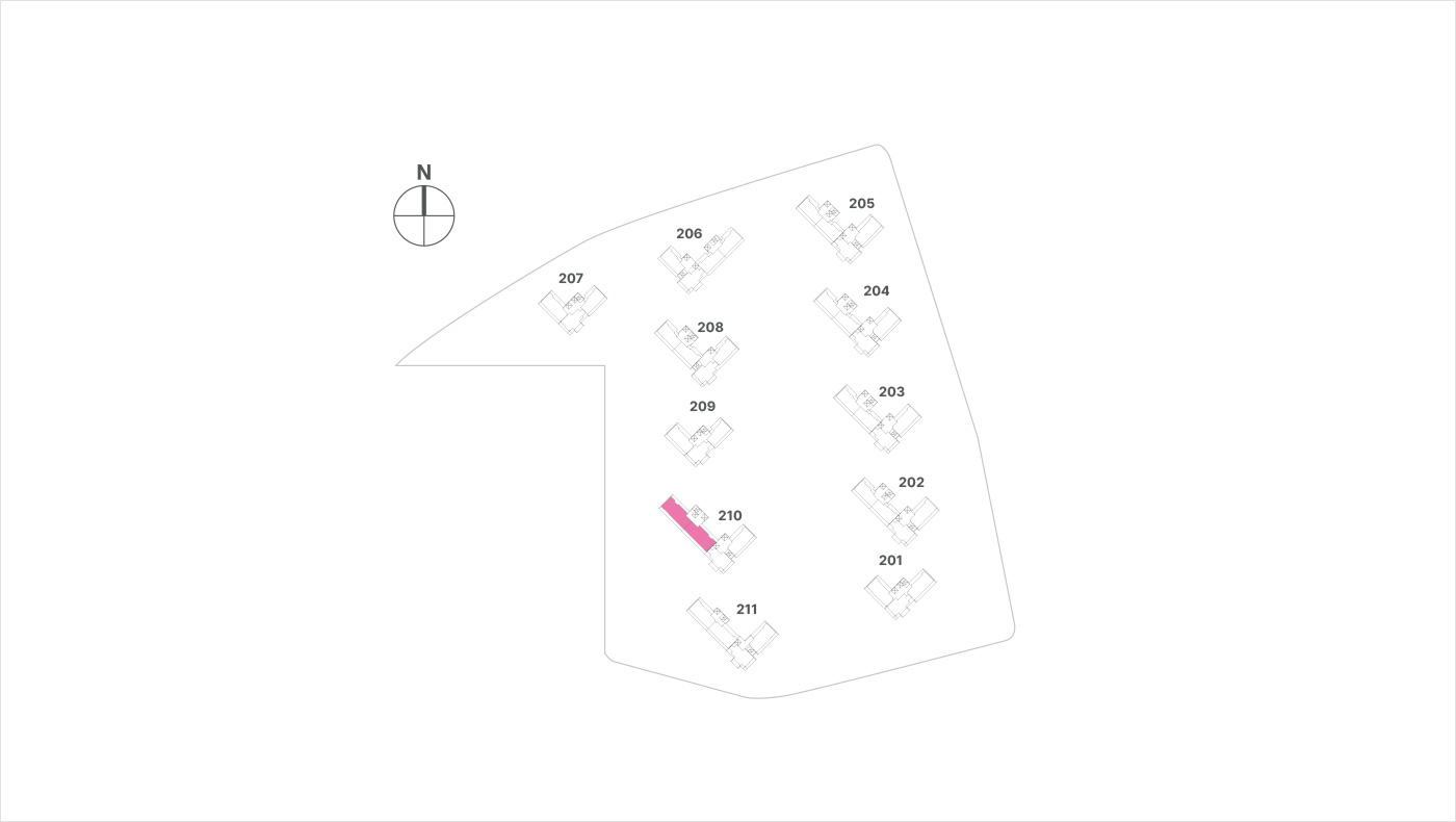 천안 아이파크 시티 2단지 118 타입 동배치도 - 210동 118 타입 위치