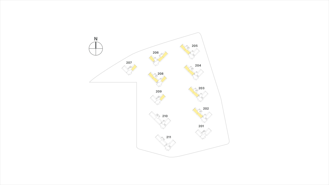 천안 아이파크 시티 2단지 84A 타입 동배치도 - 201동~211동 중 84A 타입 위치